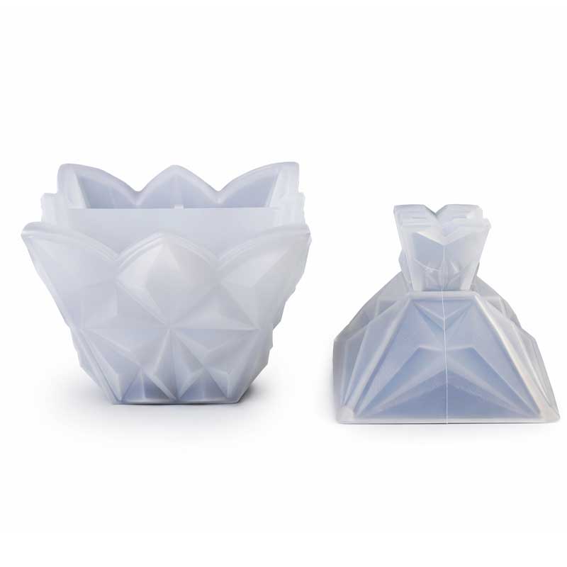 Faceted Lidded Trinket Jar Silicone Mould Faceted Lidded Trinket Jar Silicone Mould