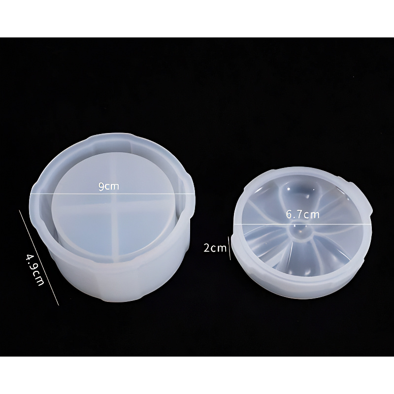 Round Silicone Jar Mould with Segmented Lid (90mm x 49mm)