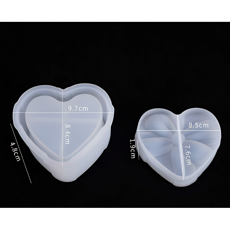 Heart Silicone Jar Mould with Segmented Insert (97mm x 84mm)