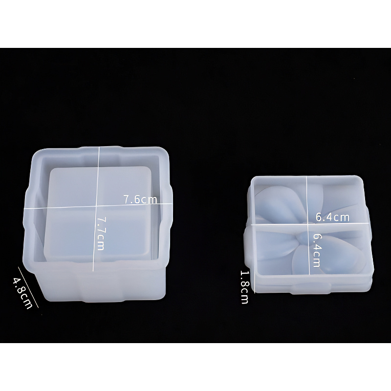 Square Silicone Jar Mould with Segmented Insert (76mm x 77mm)