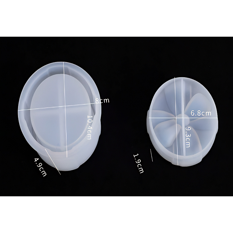 Oval Silicone Jar Mould with Segmented Insert (80mm x 104mm)