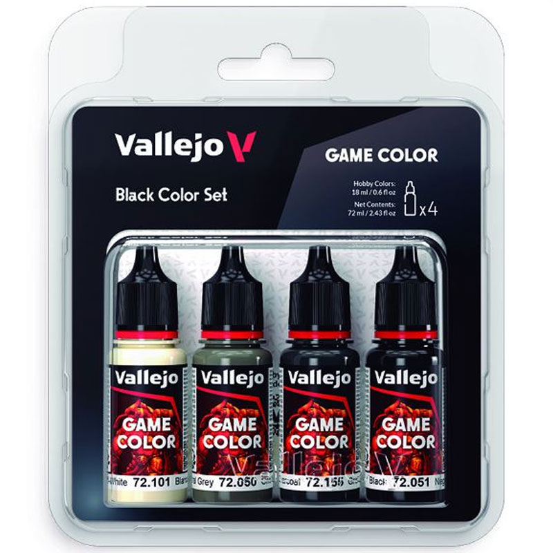 Vallejo Game Color Black Set (4x) 72.393