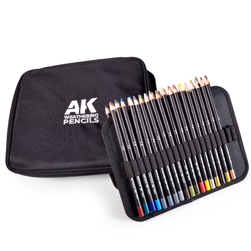 AK Interactive Weathering Pencils Full Range Cloth Case AK10050