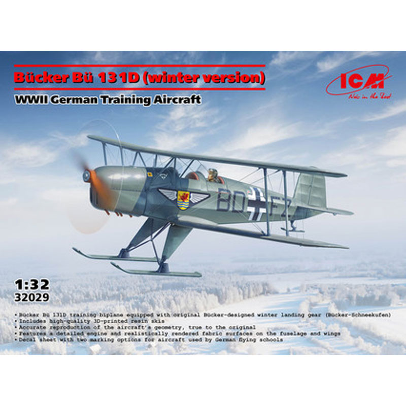 ICM Bucker Bu 131D Winter WWII German Training Aircraft (1/32) 32029 ICM Bucker Bu 131D Winter WWII German Training Aircraft (1/32) 32029