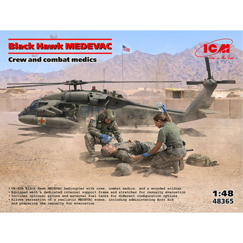 ICM UH-60A Black Hawk Medevac With Flight Medics (1/48) 48365