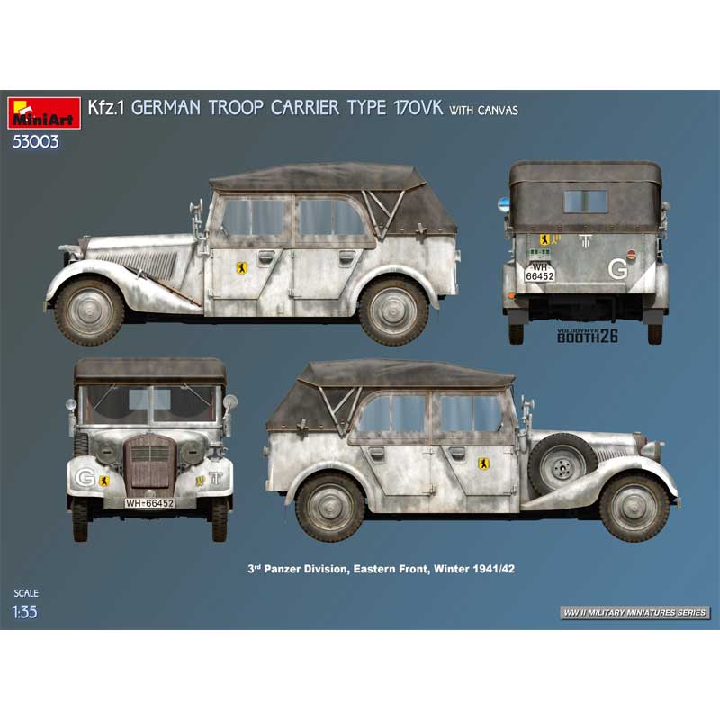 Alternative view of MiniArt Kfz.1 German Troop Carrier 170Vk W/Canvas (1/35) 53003