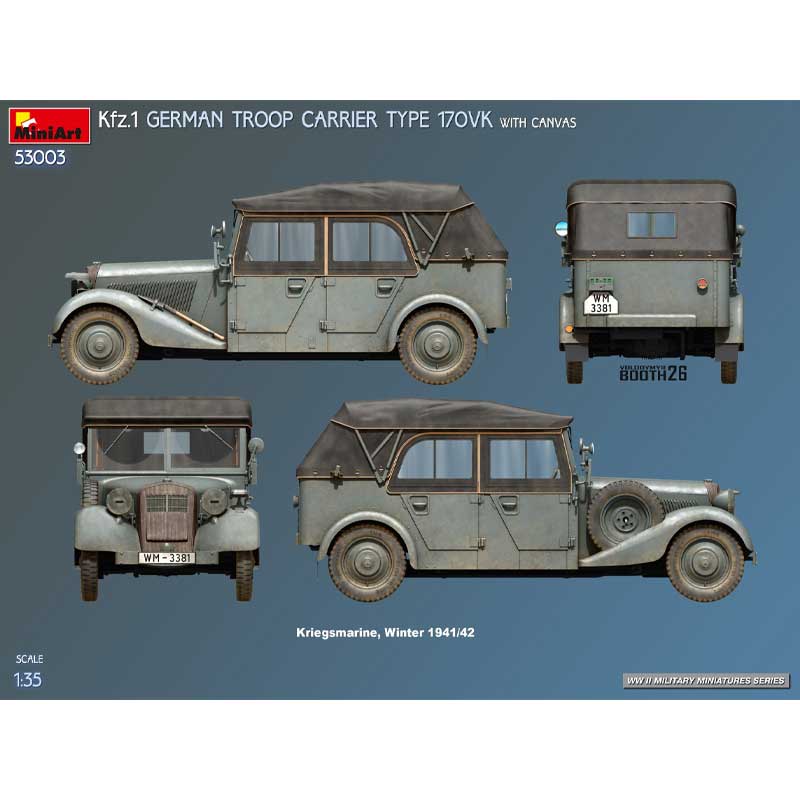 MiniArt Kfz.1 German Troop Carrier 170Vk W/Canvas (1/35) 53003 - Image 3