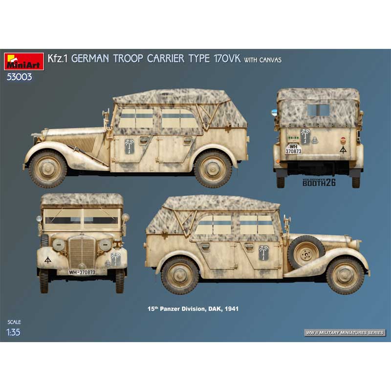 MiniArt Kfz.1 German Troop Carrier 170Vk W/Canvas (1/35) 53003 - Image 4