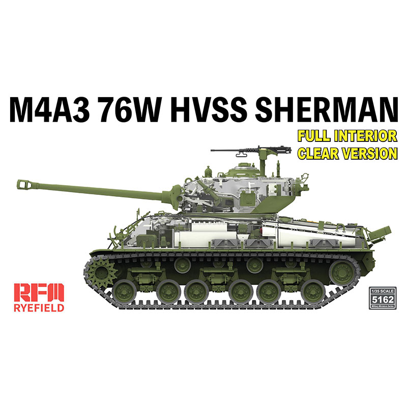 Rye Field Models M4A3 76W HVSS Sherman W/Full Interior Clear Version (1/35) RM5162