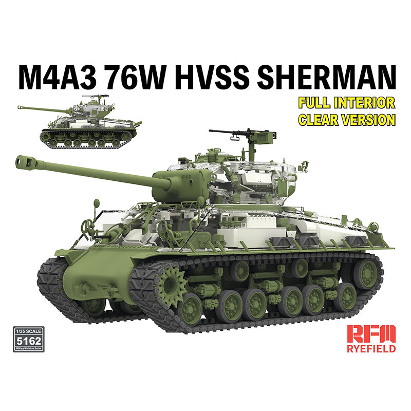 Alternative view of Rye Field Models M4A3 76W HVSS Sherman W/Full Interior Clear Version (1/35) RM5162