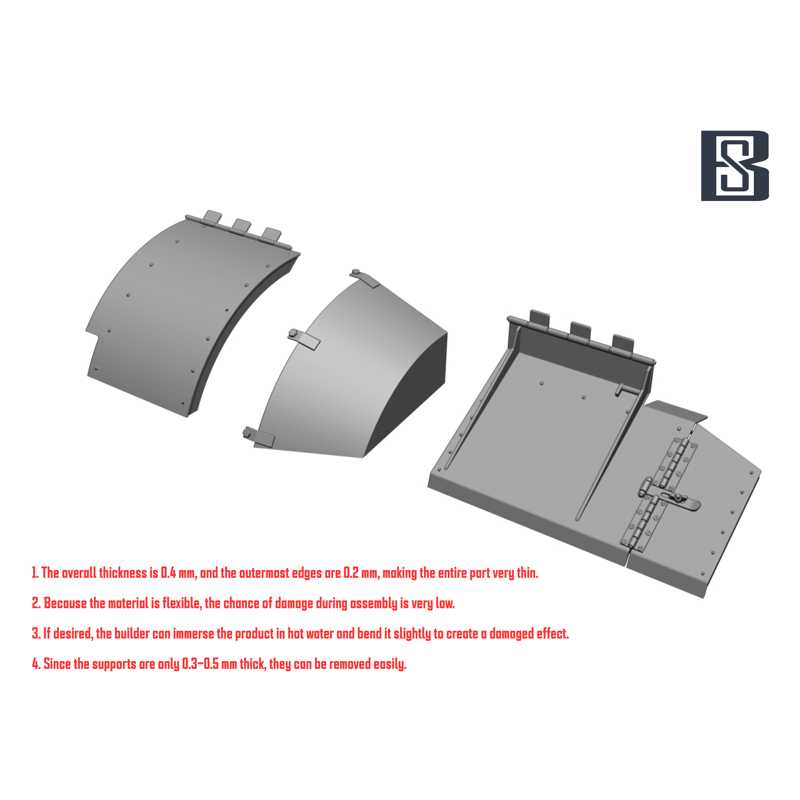 Alternative view of BSK Model King Tiger Front & Rear Fenders (1/35) BSKC35028
