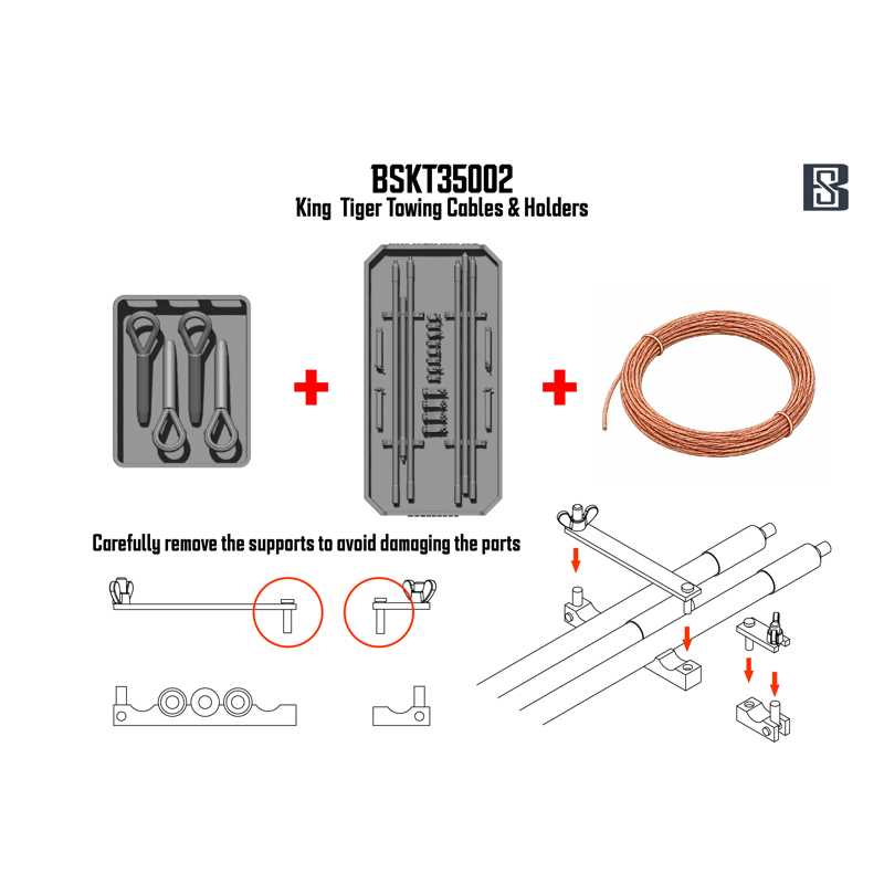 Alternative view of BSK Model King Tiger Towing Cable Set (1/35) BSKT35002