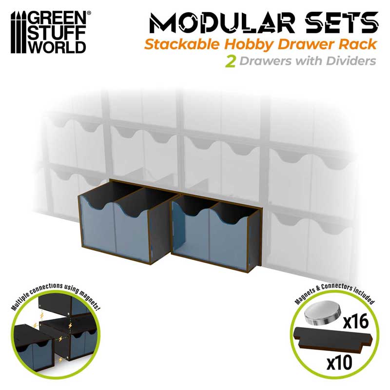 Alternative view of GreenStuffWorld 4X Vertical Drawer Storage Module - Black 6850