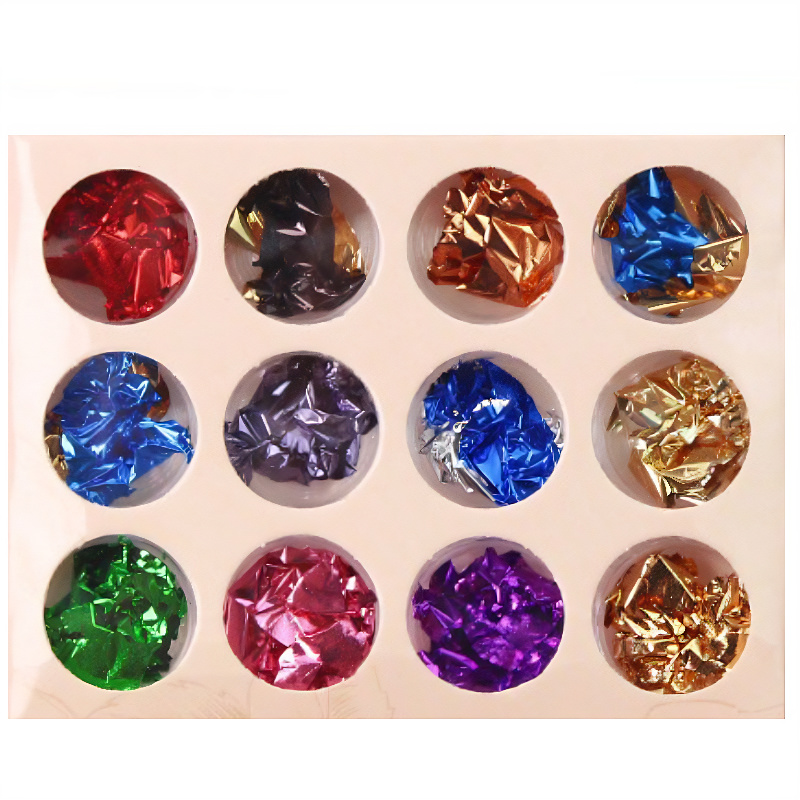 12 Pot Metallic Foil Flake Set RS2033