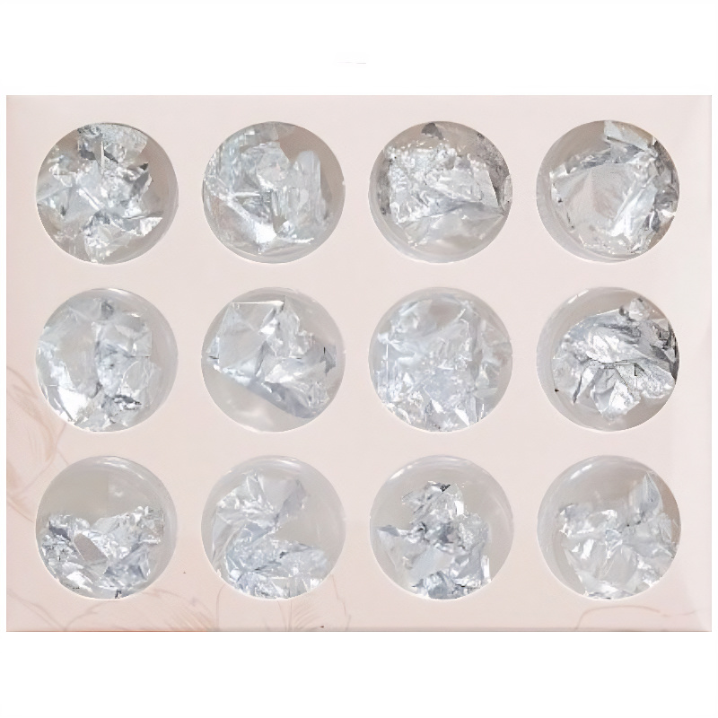 12 Pot Silver Metallic Foil Flake Set RS2034