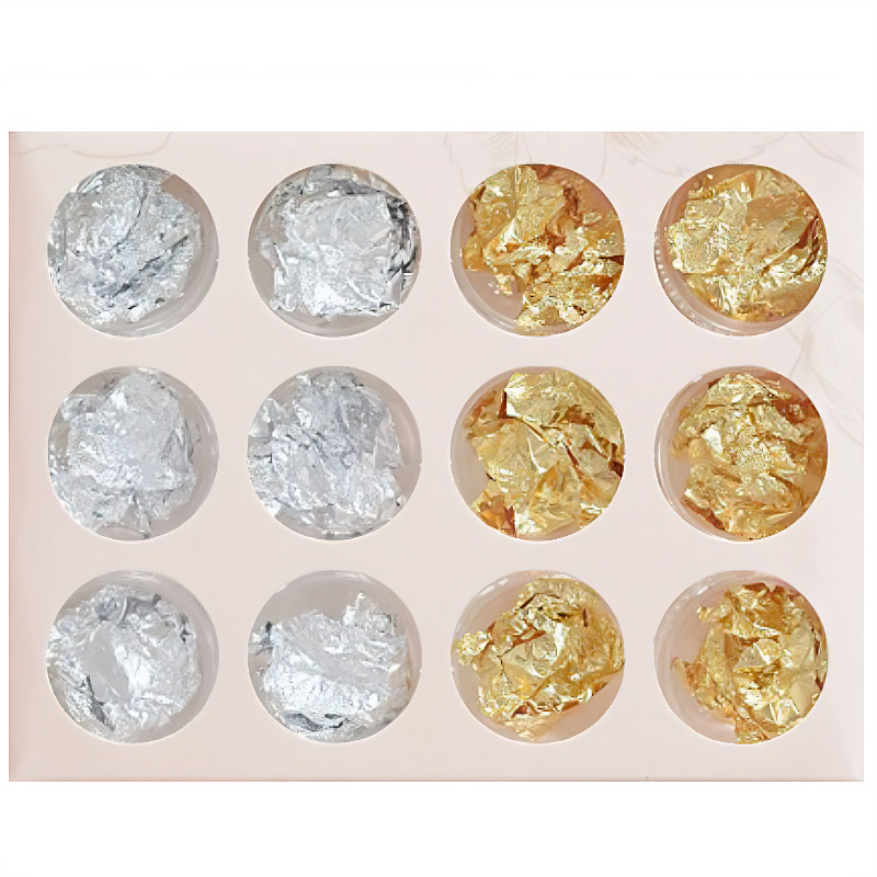 12 Pot Silver & Gold Metallic Flake Set RS2035