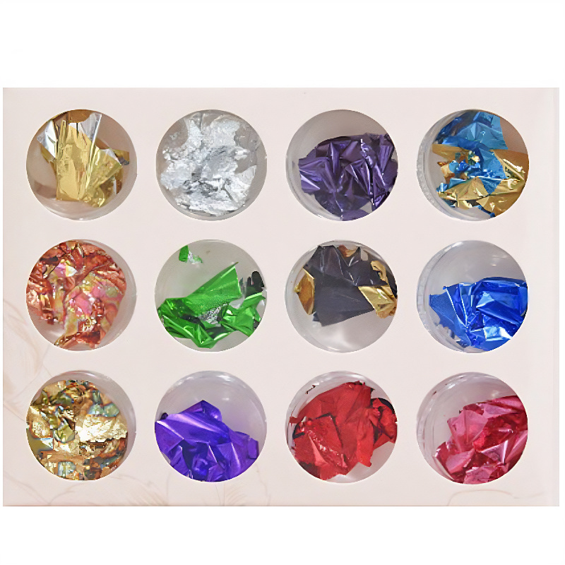 12 Pot Mixed Metallic Flake Foil Set RS2038