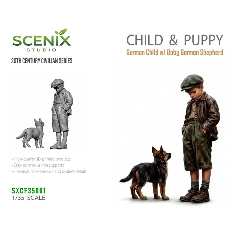 BSK Model Child & Puppy (Child & Baby German Shepherd) (1/35) BSK Model Child & Puppy (Child & Baby German Shepherd) (1/35)
