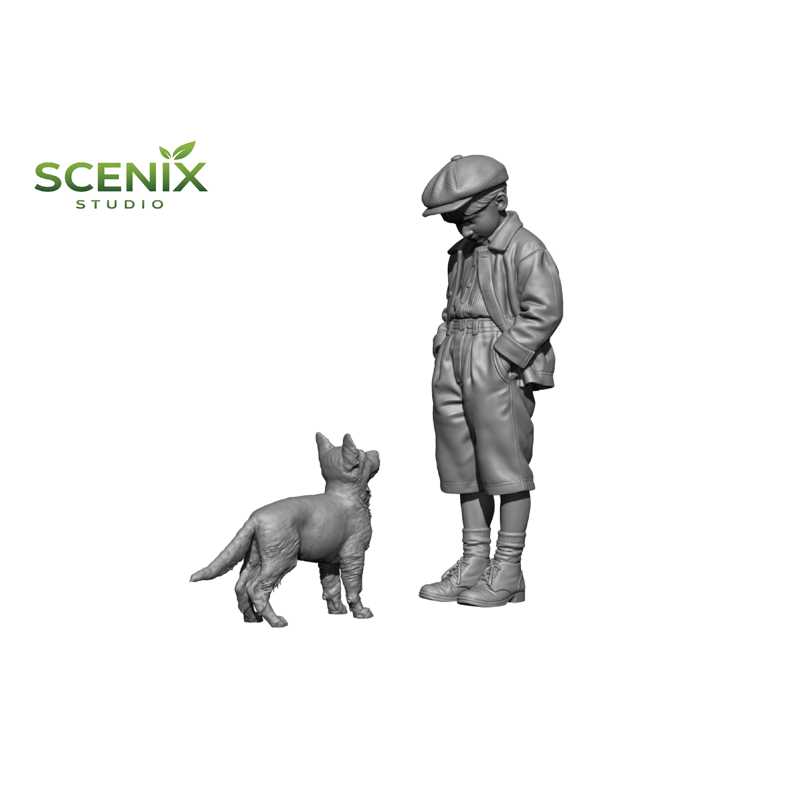 Alternative view of BSK Model Child & Puppy (Child & Baby German Shepherd) (1/35)