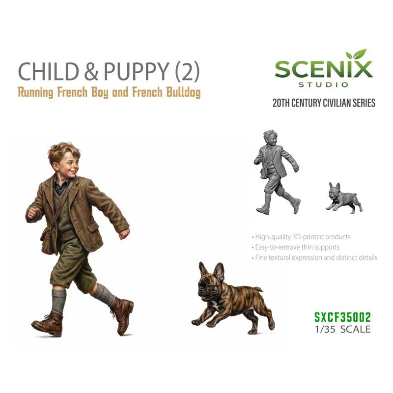 BSK Model Child & Puppy (Running Boy And French Bulldog) (1/35) BSK Model Child & Puppy (Running Boy And French Bulldog) (1/35)