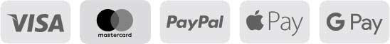Visa, Mastercard, PayPal, Apple Pay and Google Pay accepted