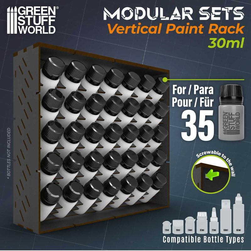 Alternative view of GreenStuffWorld Black Vertical 30ml Paint Rack (30 x 28 x 8.2 cm) 6904