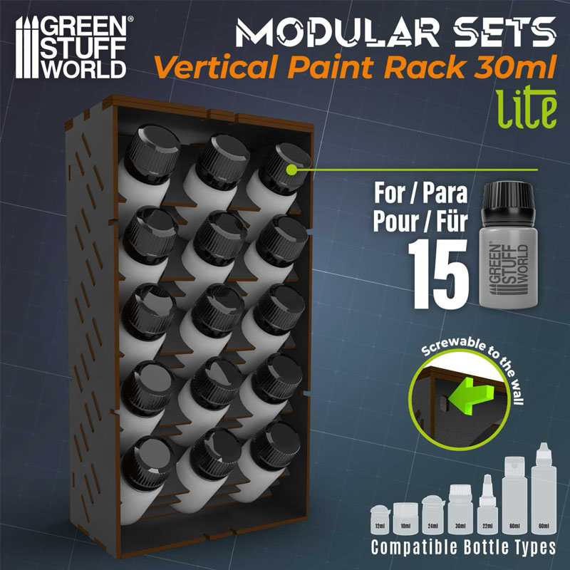 Alternative view of GreenStuffWorld LITE Vertical 30ml Paint Rack (15 x 28 x 8.2 cm) 6906