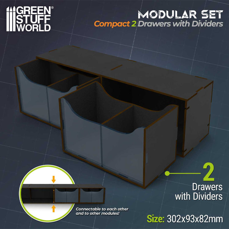 Alternative view of GreenStuffWorld Black Compact Horizontal Drawer Unit 6924