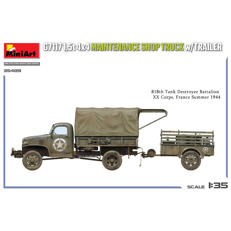 Alternative view of MiniArt G7117 1.5T 4x4 Maintenance Shop Truck & Trailer (1/35) 35498