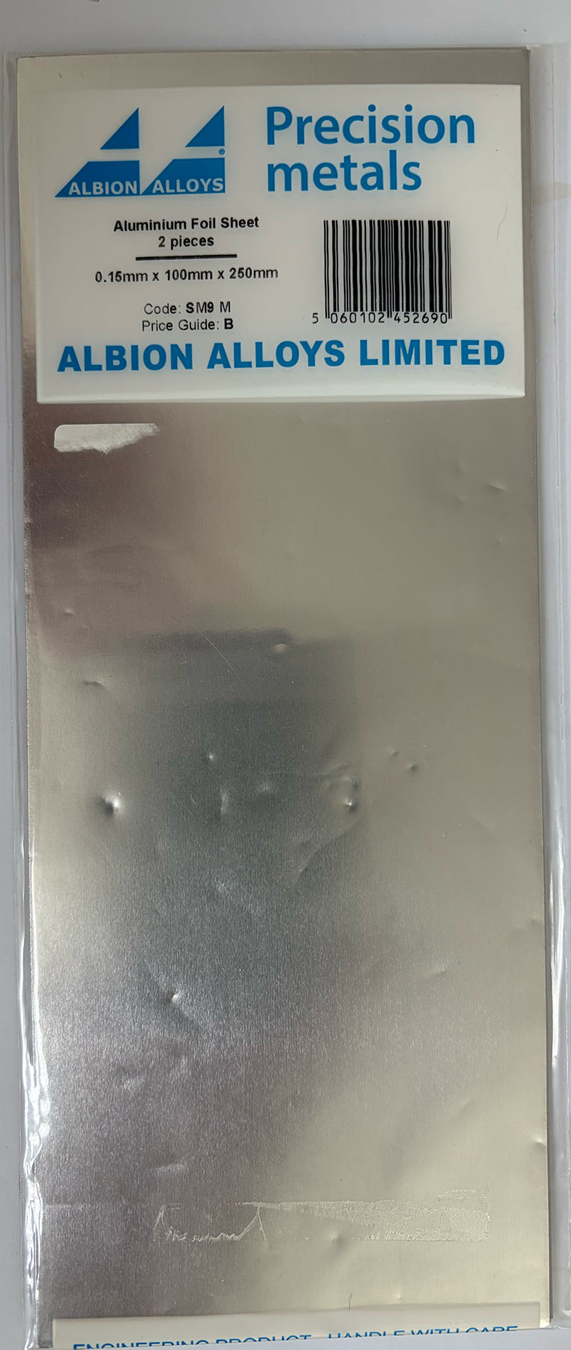 Alternative view of Damaged – Albion Alloys Aluminum Foil Sheet (0.15mm x 100mm x 250mm) (2pk) SM9M