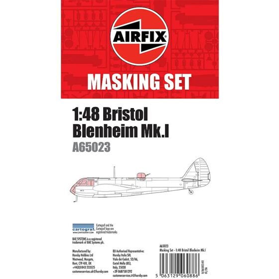 Airfix Bristol Blenheim Mk.I Masking Set (1/48) A65023 Airfix Bristol Blenheim Mk.I Masking Set (1/48) A65023