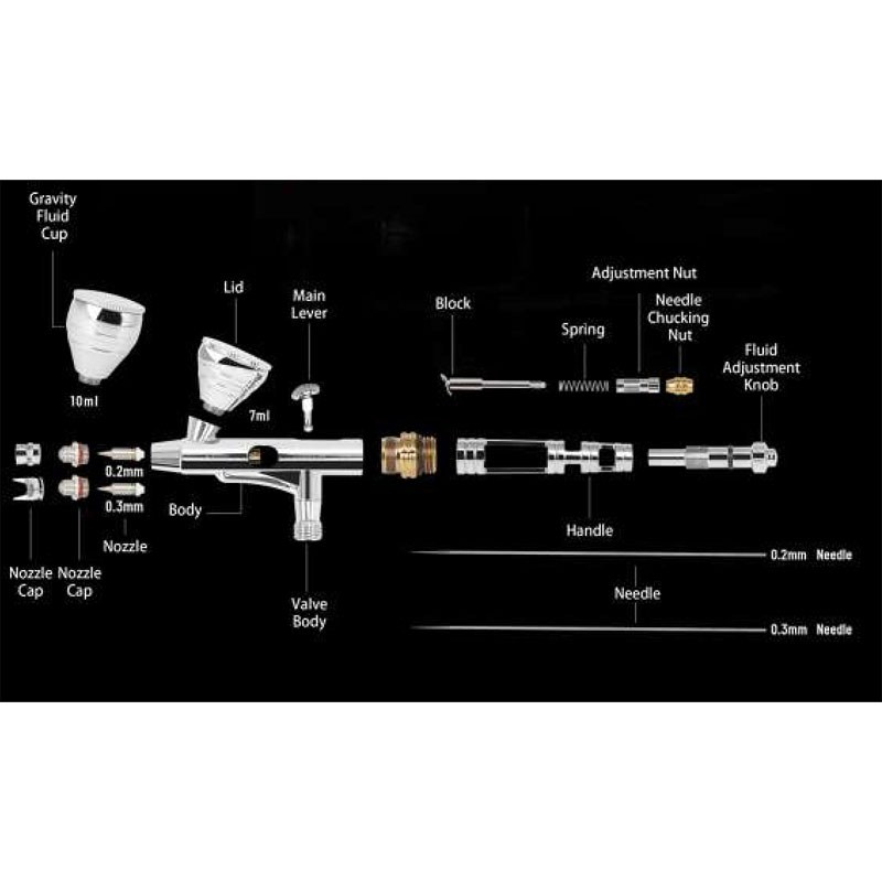 Fengda GEAR GRAVITY FEED AIRBRUSH 0.2mm & 0.3mm A1 additional image 4