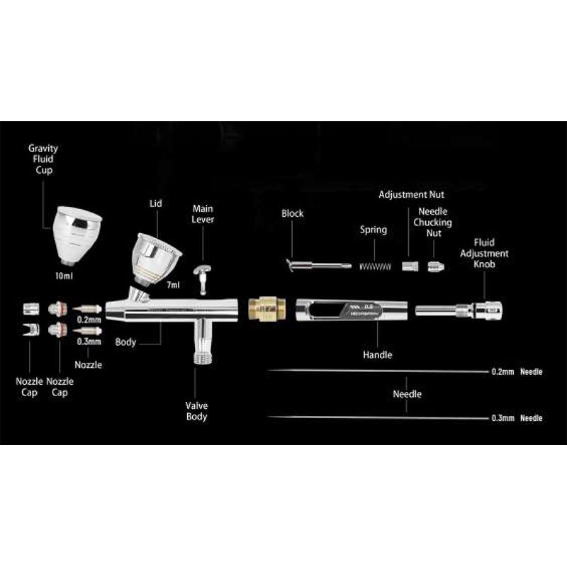 Fengda PHANTOM GRAVITY FEED AIRBRUSH 0.2mm & 0.3mm D1 additional image 4