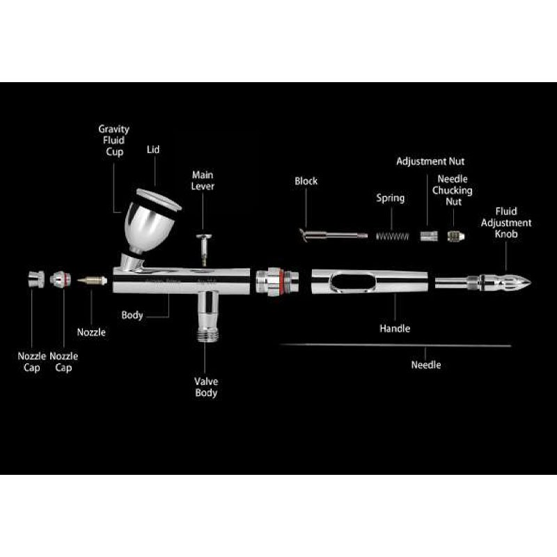 Fengda PRIME SERIES GRAVITY FEED AIRBRUSH 0.3mm & 0.5mm AG-216 additional image 3