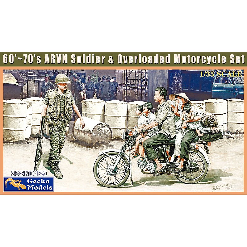 Gecko Models 60’~70’s ARVN Soldier & Overloaded Motorcycle Se 1/35 35GM0139 additional image 2