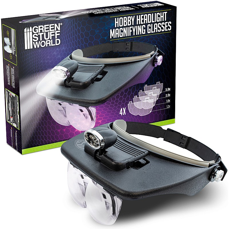 GreenStuffWorld LED Headband Magnifier with 4 Lenses
