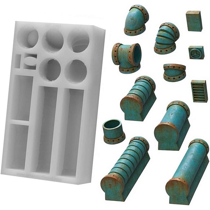 GreenStuffWorld Industrial Pipes Silicone Mould