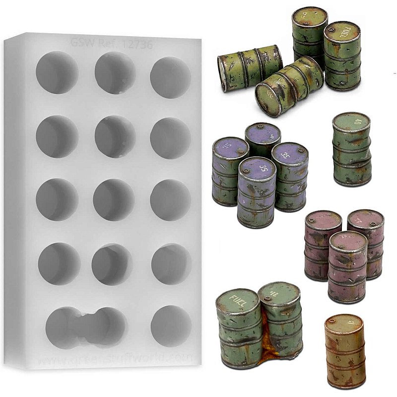 GreenStuffWorld Industrial Metal Barrel Silicone Mould