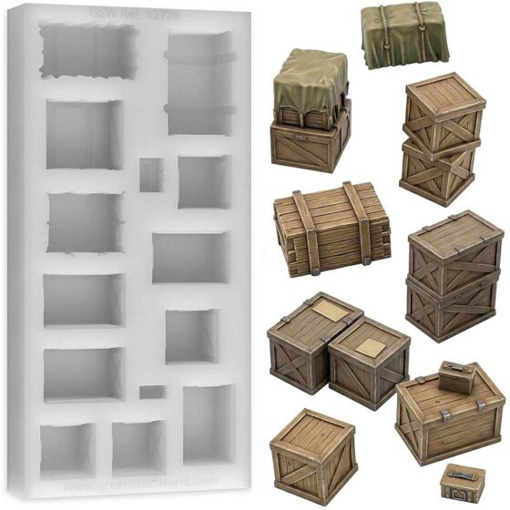 GreenStuffWorld Supply Boxes Mould (1/48-1/35) GreenStuffWorld Supply Boxes Mould (1/48-1/35)