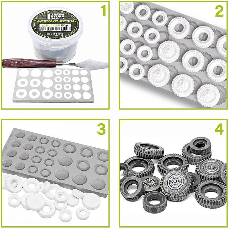 GreenStuffWorld Silicone Molds - Tires and Hubcaps 8436574504019ES additional image 3