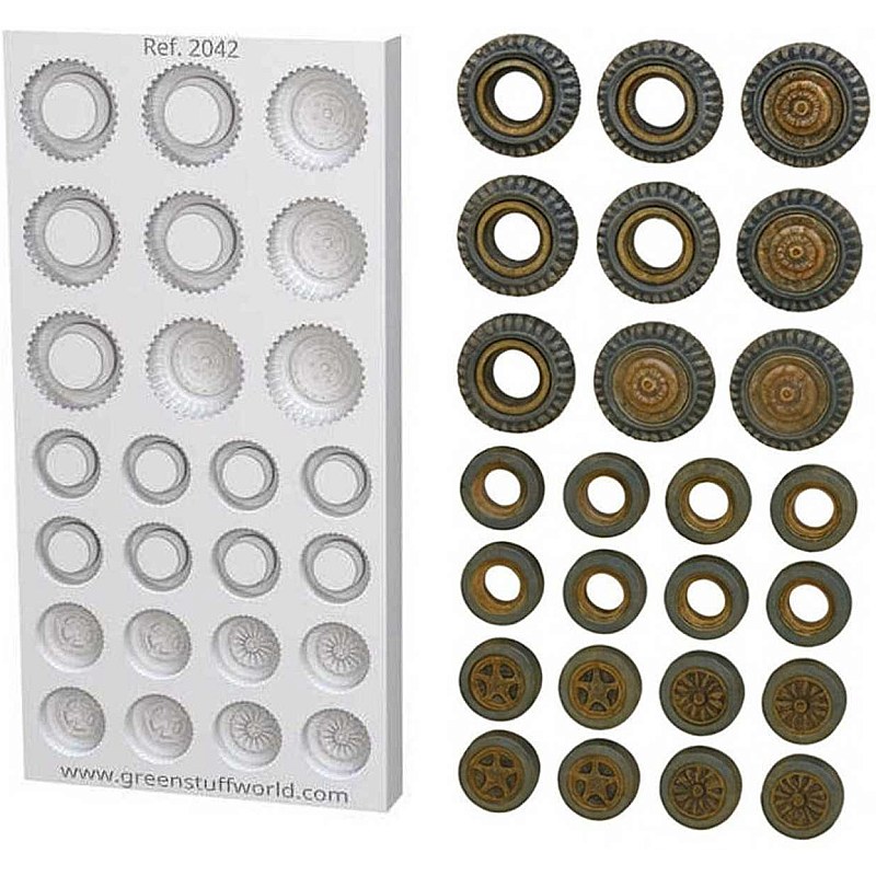 GreenStuffWorld Tyres and Hubcaps Silicone Mould