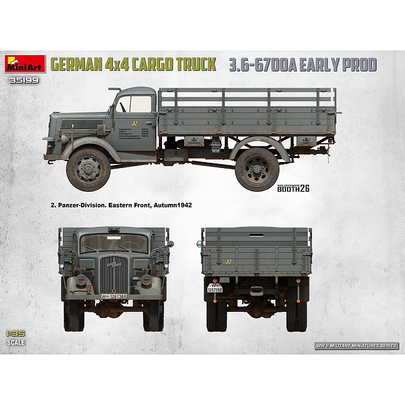 Miniart GERMAN 3T 4x4 CARGO TRUCK 3.6-6700A EARLY PROD 1/35 35199 additional image 6