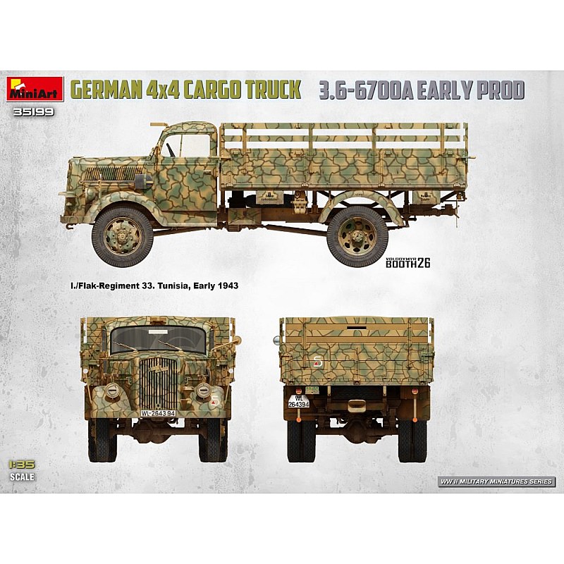 Miniart GERMAN 3T 4x4 CARGO TRUCK 3.6-6700A EARLY PROD 1/35 35199 additional image 7