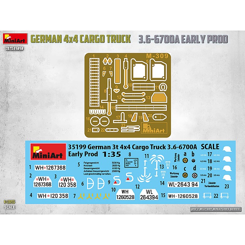 Miniart GERMAN 3T 4x4 CARGO TRUCK 3.6-6700A EARLY PROD 1/35 35199 additional image 9