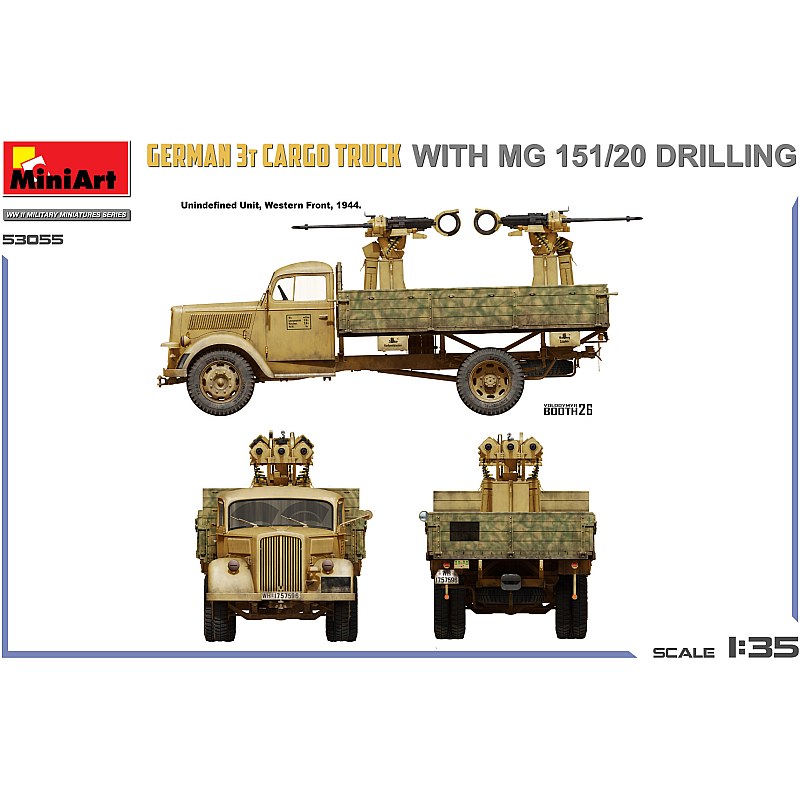 Miniart German 3t Truck w/ MG 151/20 Drilling 1/35 53055 additional image 5