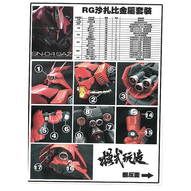 MSWZ RG Sazabi metal parts kit 1/144 MS007