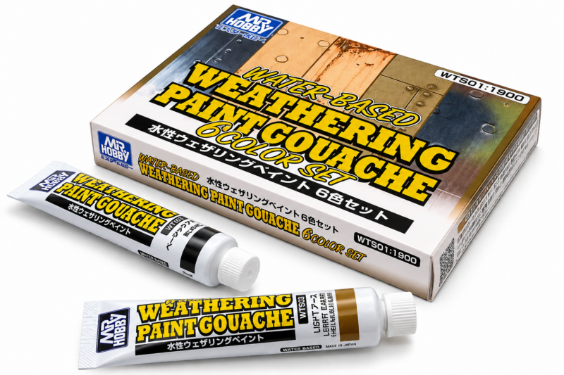 Mr Hobby Water-based Weathering Paint Gouache 6 Colour Set WTS-01