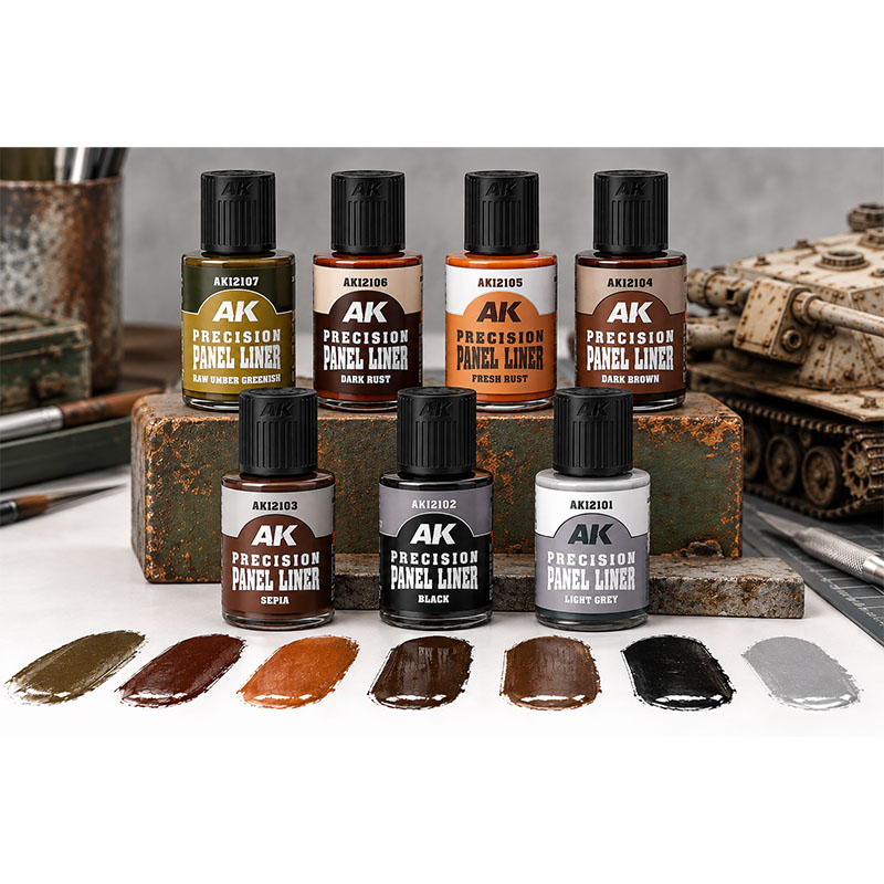 AK Interactive Precision Paneliner Complete Colour Bundle - 7 x 30ml AK Interactive Precision Paneliner Complete Colour Bundle - 7 x 30ml