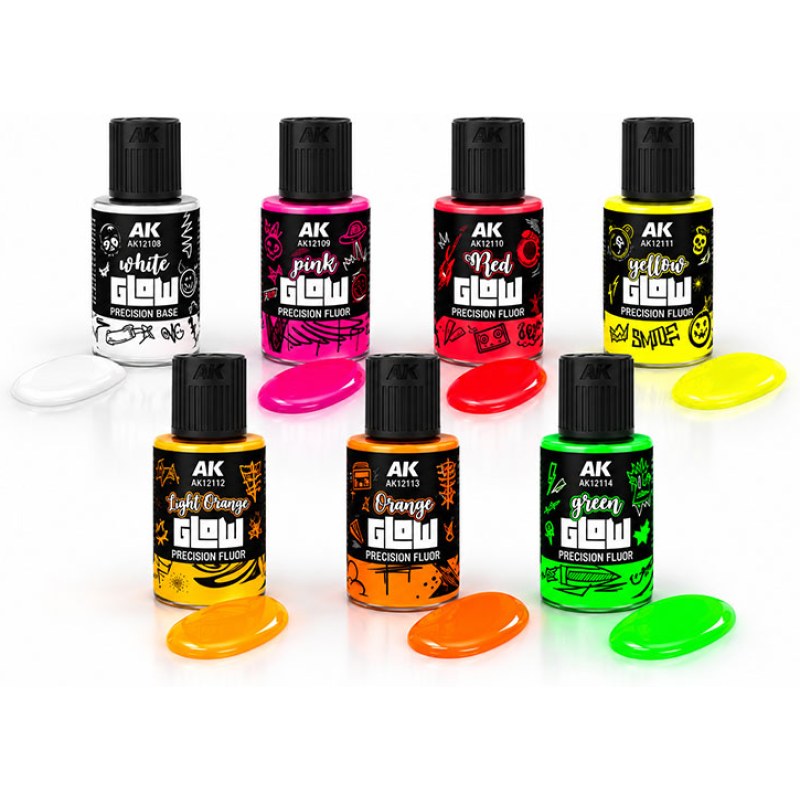 AK Interactive Precision Fluor Enamel Paint Set – 7 Colours (7 x 30ml)