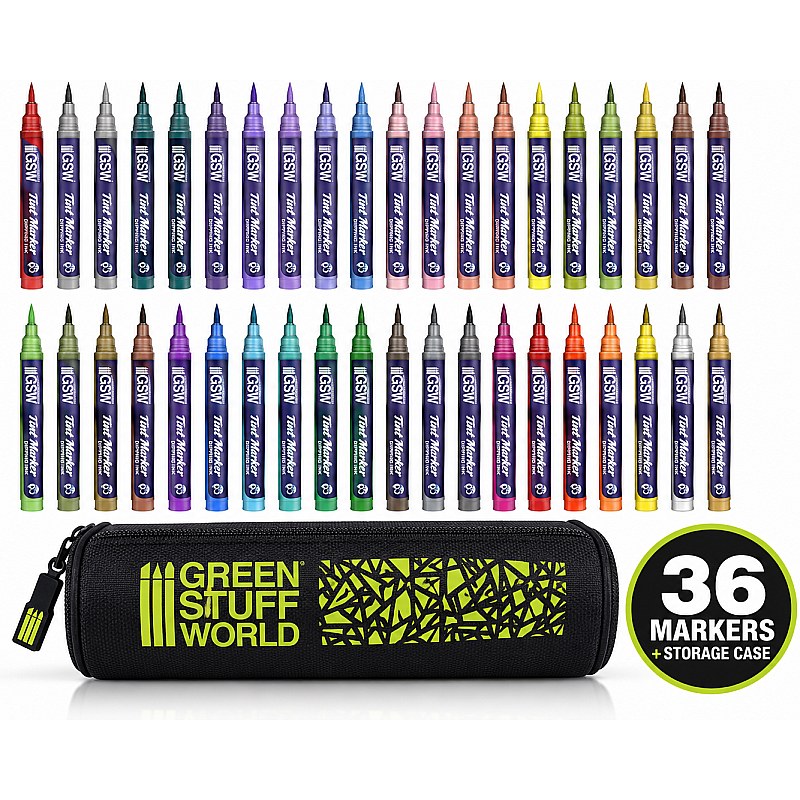 GreenStuffWorld Dipping Ink Marker Set & Case GSWMARKERS